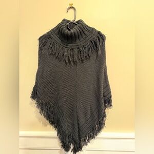 Vintage Fringe turtleneck cape poncho Wrap